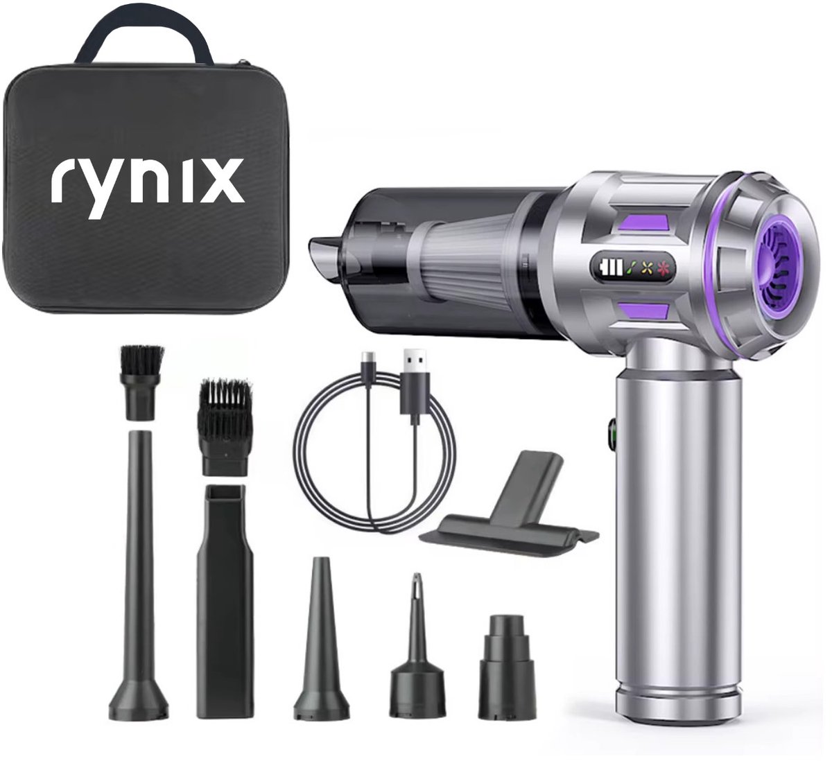 Kruimeldief Rynix Snoerloos 20.000 Pa Grijs/Paarse