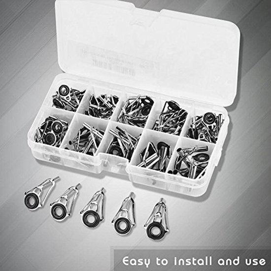 80 stuks hengel, reparatiepunt ring, roestvrij staal, keramiek, hengelring, vishengel, punt, reparatieonderdelen, hengelpunten, reparatieset voor zoet water, zout water — afbeelding 4