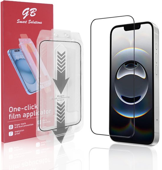 Protection d'écran GB ProGuard Elite pour iPhone 13 - 13 Pro - 14 - 16e - Film applicateur - Glas trempé - Couverture complète - Résistant aux rayures et aux chocs
