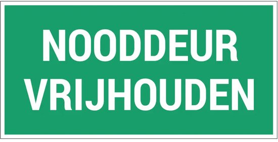 Foto: Nooddeur vrijhouden sticker 20 x 10 cm