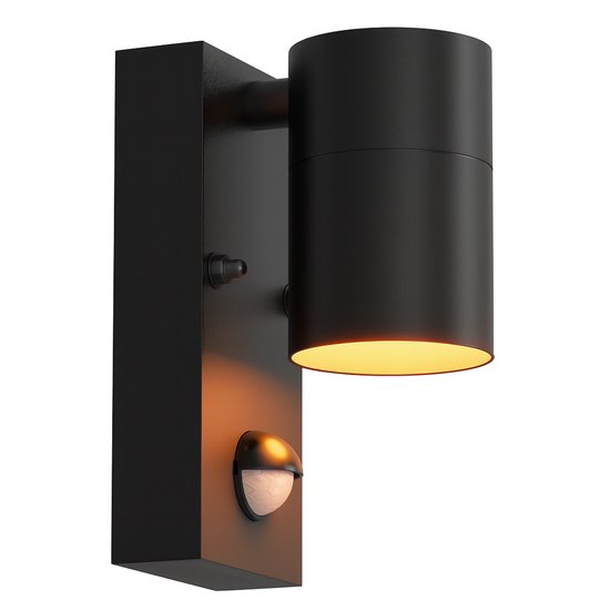 Foto: Luminize buitenlamp met bewegingssensor wandlamp met sensor 11x7x15cm gu10 fitting zwart