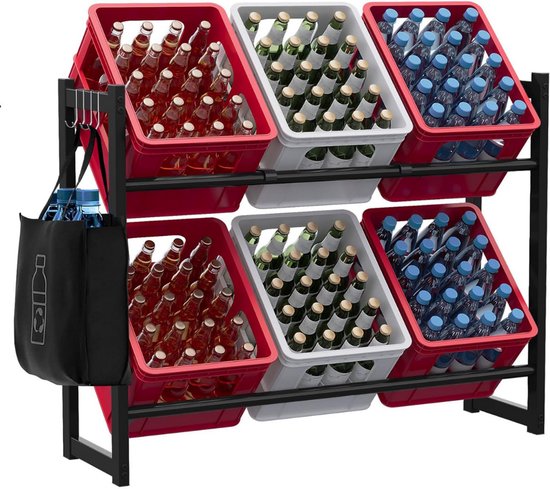 Rumy Krattenrek voor 6 Kratten Wit - Opbergrek met haken - Stellingkast voor in de
