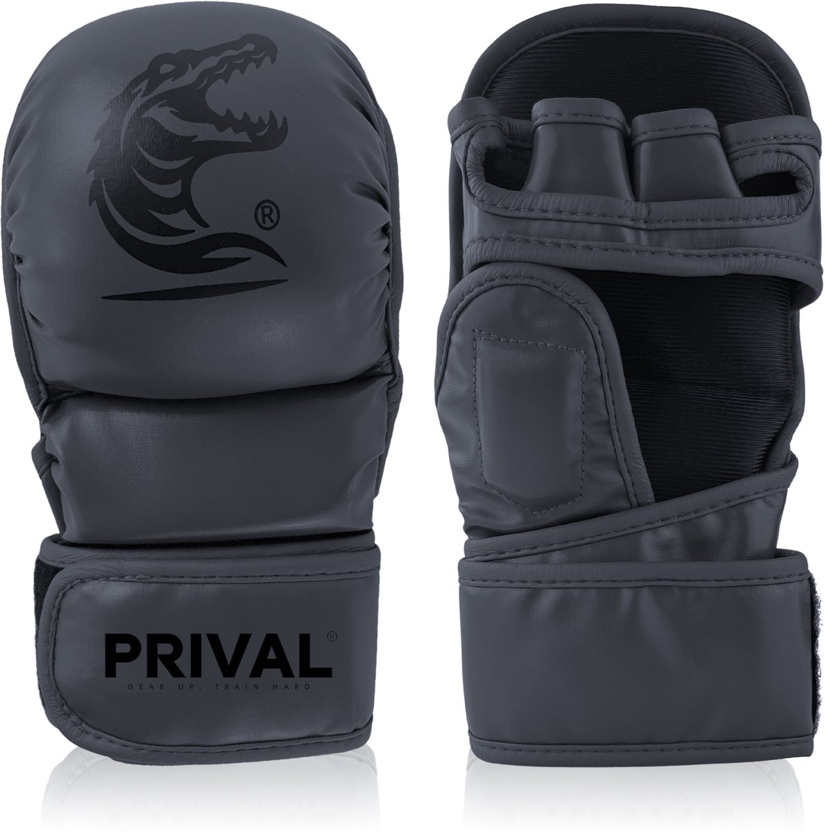 Prival Sparring Gloves – Trainingshandschoenen voor Boksen, Kickboksen & MMA – Open Palm Design – Schokabsorberend Kunstleer – Zwart – Set van 2