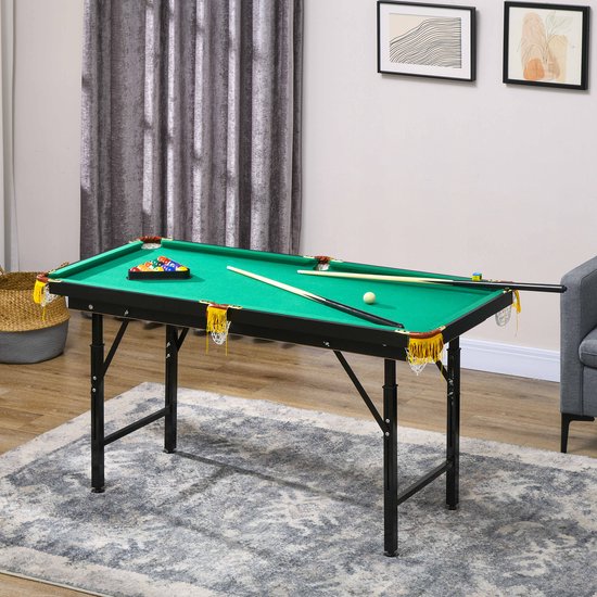 SPORTNOW biljarttafel - mdf, staal - 140L x 63B x 55-75H cm - groen van SPORTNOW — afbeelding 5
