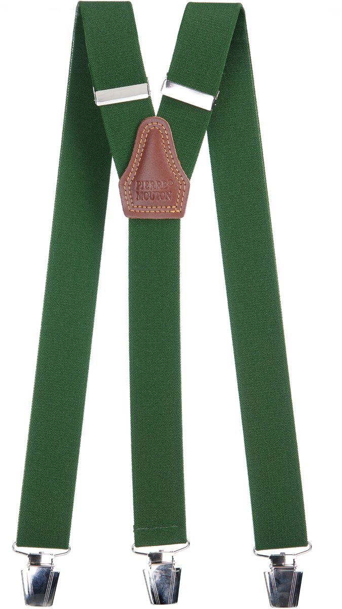 Pierre Mouton Sterke Bretel - Bretels - Volwassenen - Heren - Donker Groen - 120cm - 3 brede clips - M - L