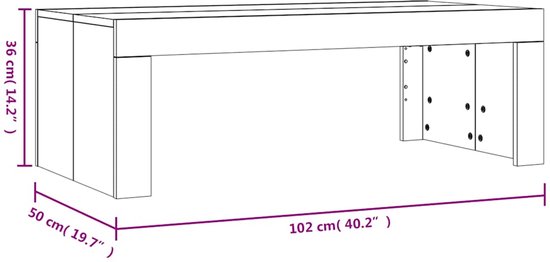 vidaXL Salontafel 102 x 50 x 36 cm, bois , chêne Sonoma gris
