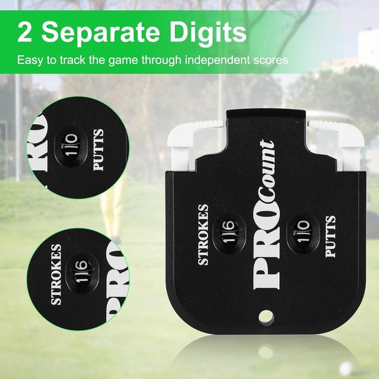 Golf Stroke Counter Clicker - 2Pcs Mini Portable Score Keeper - Dial Reset Tool Keychain voor Outdoor Sports Scoreboard Games - Golf Accessoires (Black + White) van Merkloos — afbeelding 4