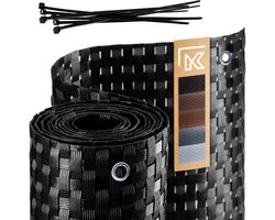 KADAX Inkijkbescherming voor balkon, terras, hek, weerbestendige inkijkbeschermingsmat, van PE-rotan, balkonbekleding met kabelbinders, privacyhek, balkonbekleding, windbescherming, 1 m x 5 m, zwart