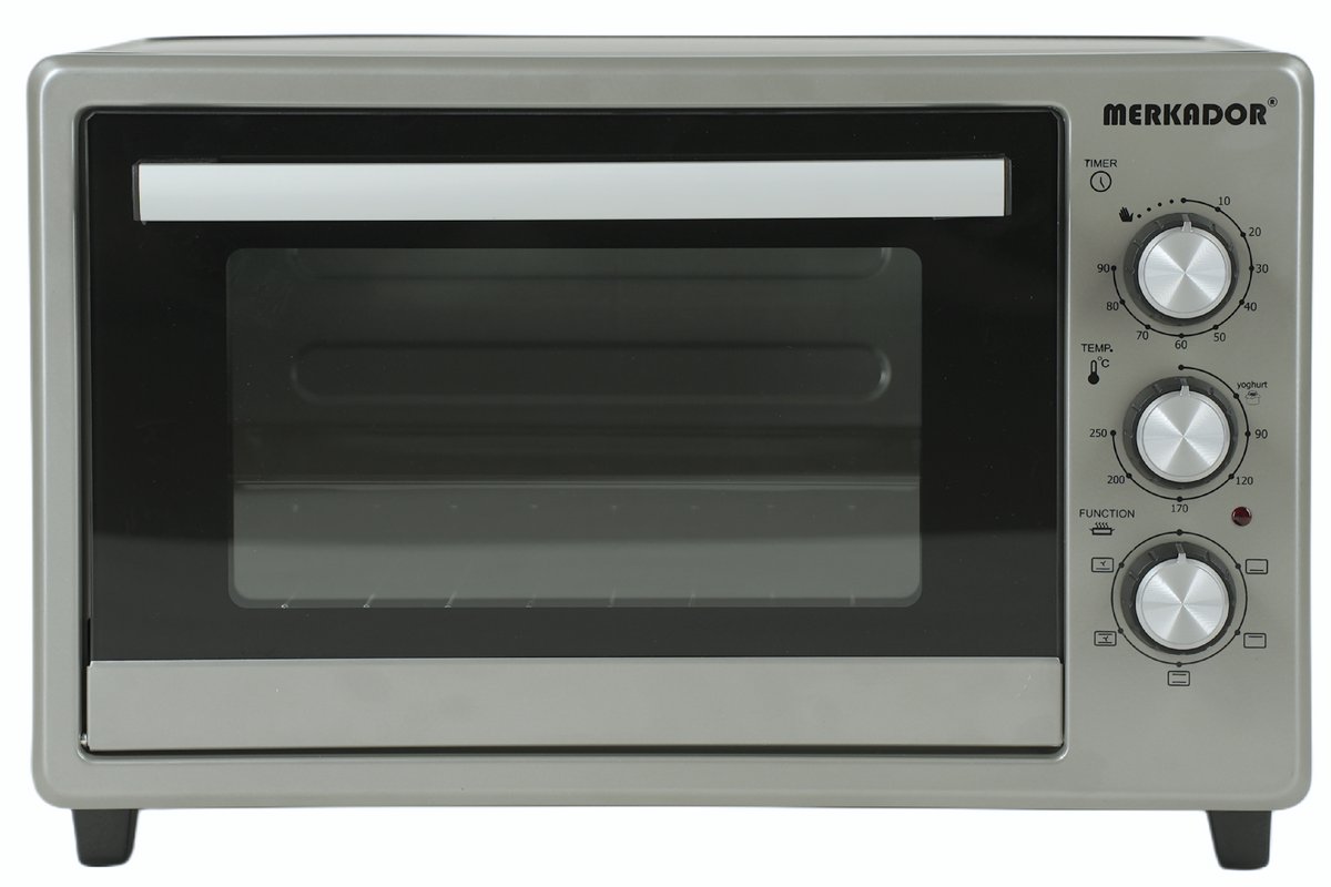 Merkador Mini Vrijstaande Oven - 25 Liter - 1500 Watt - Hetelucht - Kruimelbak - Grijs / Zwart - Mini Oven – foto 5