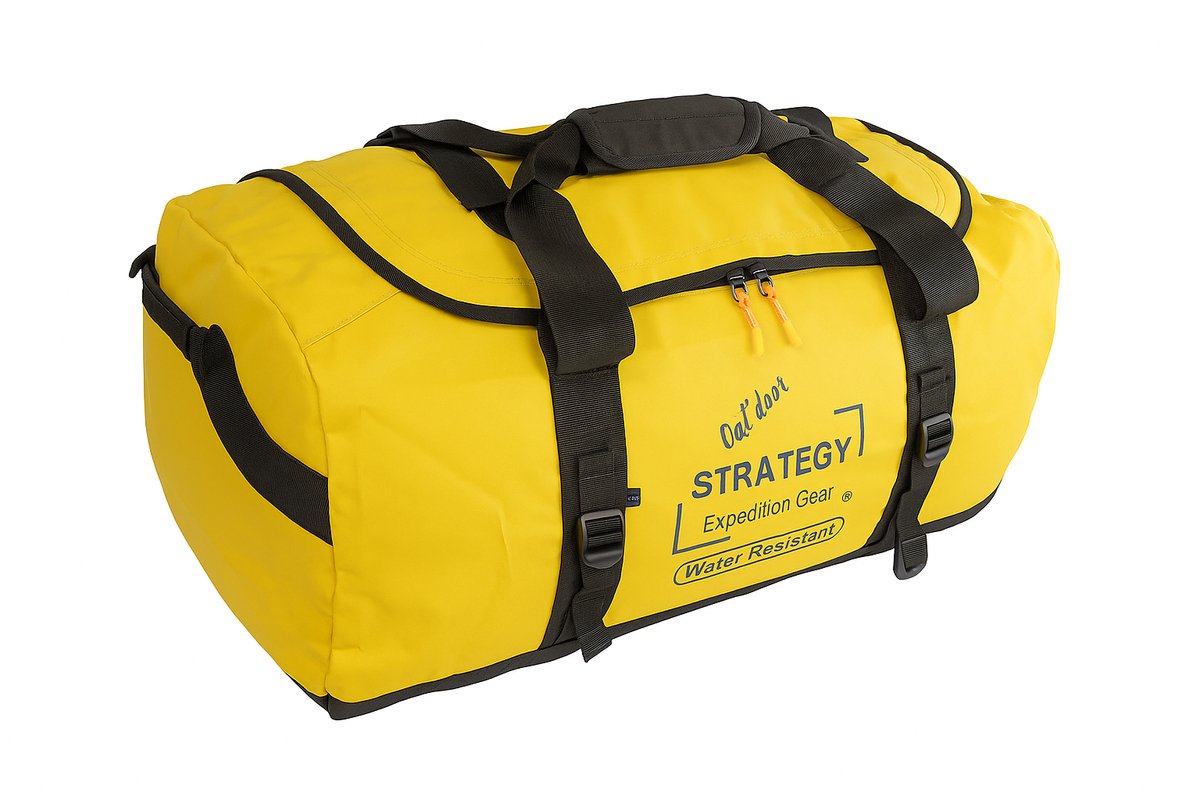 3-in-1 Duffel Reistas – Draagbaar als Rugzak, Schoudertas én Handtas Geel maat S 45 liter