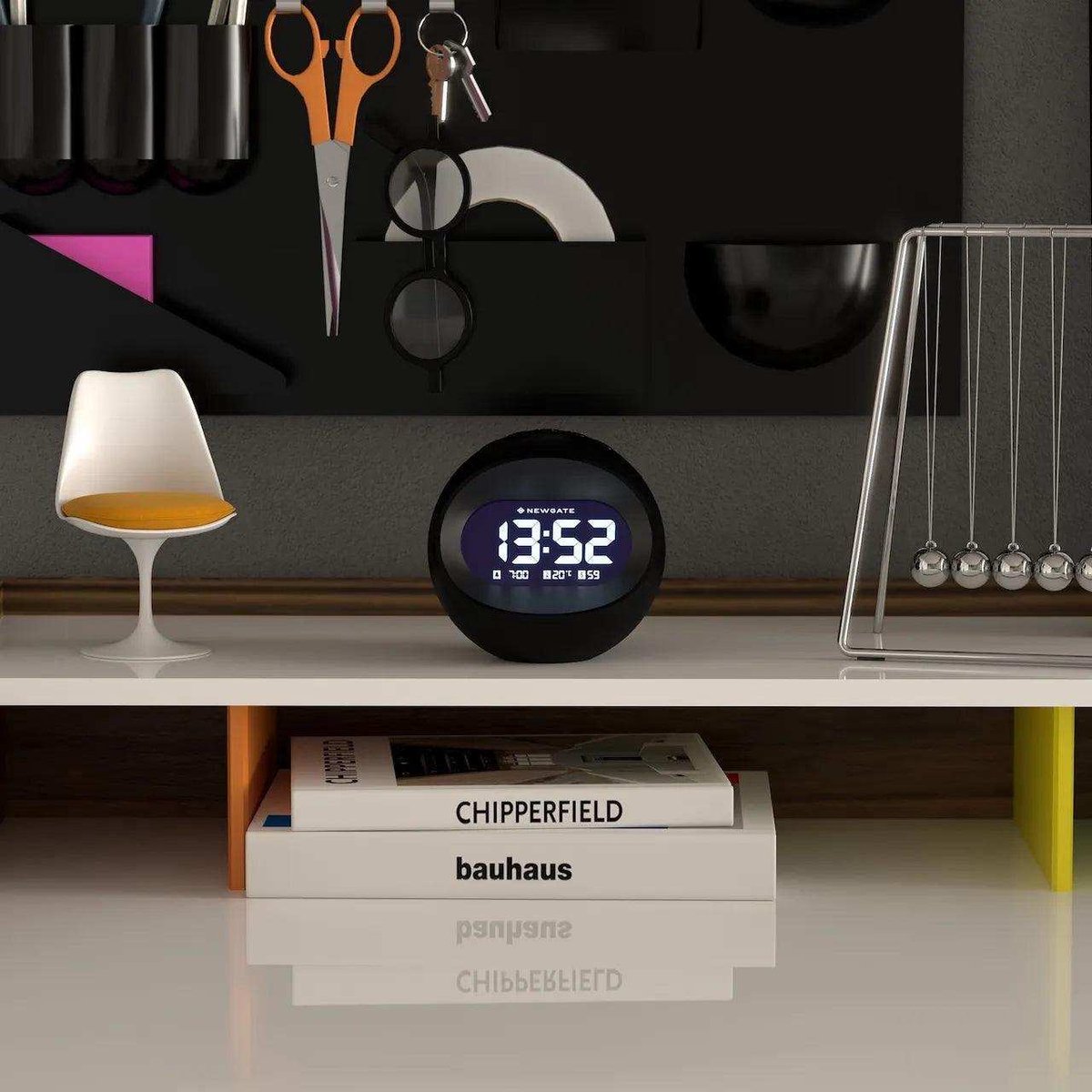 Newgate Centre Of The Earth LCD Alarm Klok - Wit