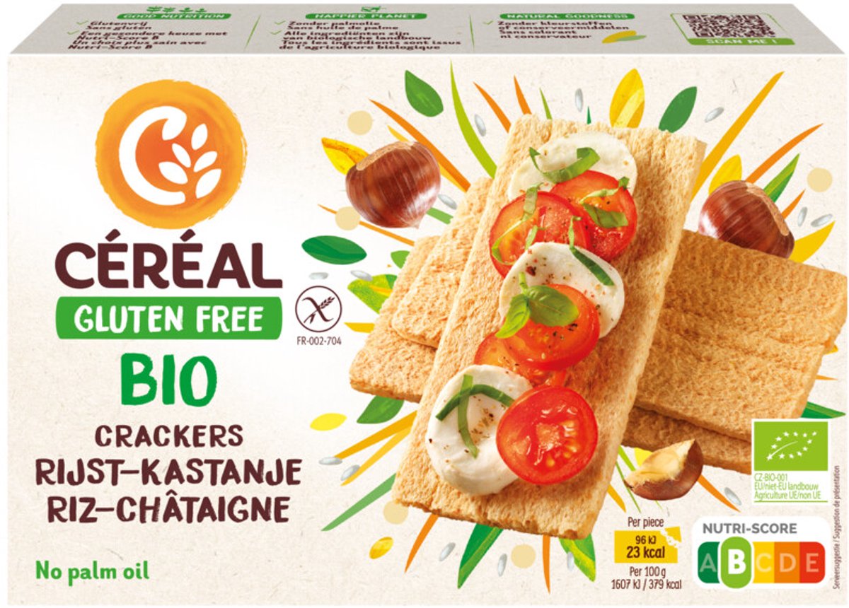 Céréal Crackers Rijst & Kastanje Glutenvrij en Lactosevrij - 4 x 250 gr - Voordeelverpakking