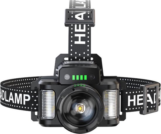 Techsuit - Lampe frontale (HL-A-02) - Batterie 18650, lumière LED 3 couleurs 30W - Zwart