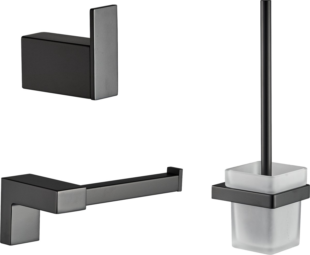 Plieger altea toiletset - wandmontage - compleet - matzwart