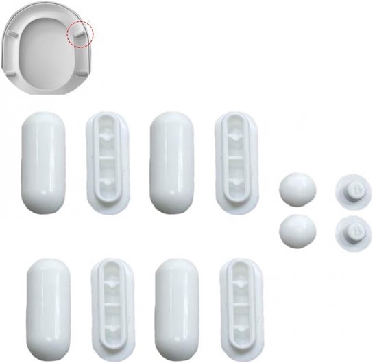 Kit de 16 coussinets de protection pour abattant de WC, fixation pour abattant de bidet, entretoise de remplacement à enfoncer, kussen anti-bruit, pour pièces de rechange pour salle de bain, Accessoires toilette , Accessoires de salle de bain , blanc
