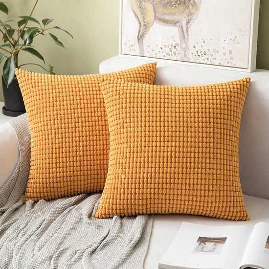 MIULEE Corduroy Kussensloop 65x65 Cm Set Van 2 - Zacht Grijs Decoratief Kussenhoes