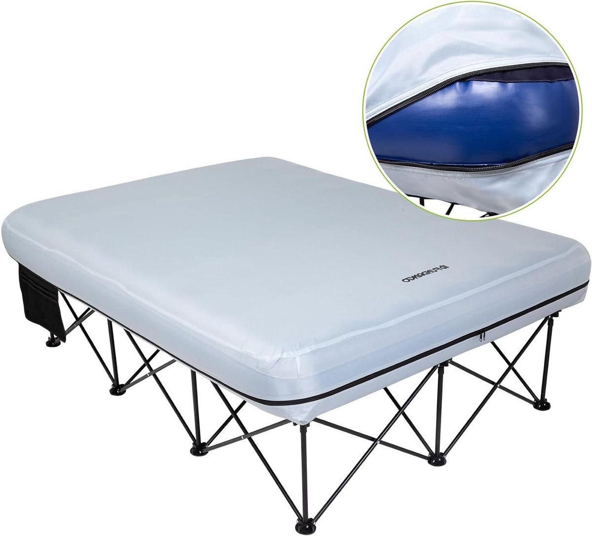 Dubbele Campingbedden met Luchtmatras - 2 Personen, Opvouwbaar Kampeerbed met Luchtmatras, Draagbaar Luchtbed met Pomp, Bijzettafel, Slaapbed voor Reizen, Vissen, Picknick, BinnenGebruik