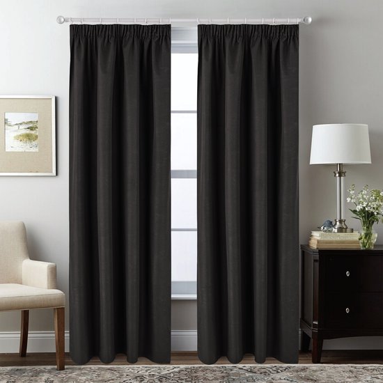 SB Line Verduisterend Gordijn – 140 x 260 cm – 100% Blackout – Met Plooiband – Zwart