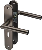 Ostiumhome® Torino - Deurbeslag - Deurklink op Rond Schild - Met Sleutelgat - PC 56mm - Gun Metal - Complete Set