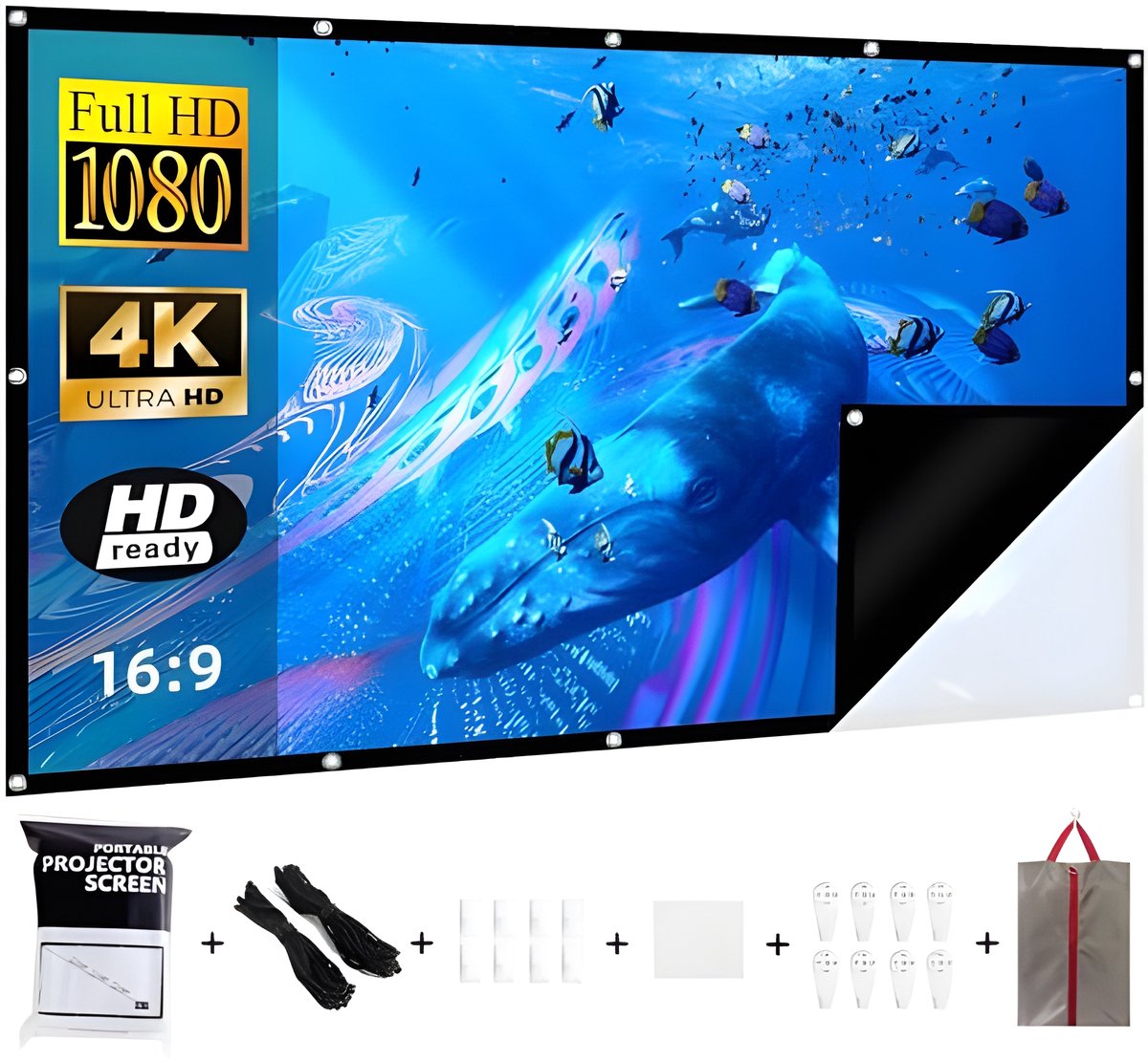 Draagbaar projectorscherm 60 inch, filmprojectiescherm, projectiescherm en standaard voor binnenprojector, 16:9 projectiescherm 4K HD kreukvrij lichtgewicht Draagbaar projectorscherm 60 inch, filmprojectiescherm, projectiescherm en standaard voor binnenprojector, 16:9 projectiescherm 4K HD kreukvrij lichtgewicht