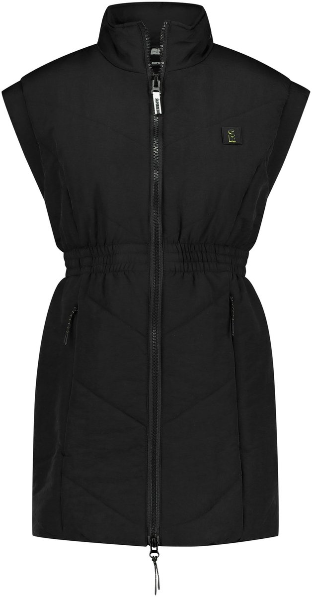 SuperRebel MERYL_ – Bodywarmer dames – Zwart – Lang model – Winddicht – Gevoerd – Zonder mouwen