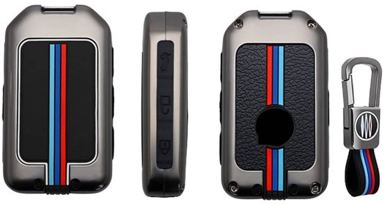 Metalen Autosleutel hoesje - Sleutelhoesje - Sleutelcover - Autosleutelhoes - Geschikt voor Volvo - Polestar - Volvo S60, Volvo S90, Volvo V70, Volvo V90, Volvo XC40, Volvo XC60, Volvo XC90 - Auto Sleutel Accessoires gadgets - Kado - Cadeau man - v