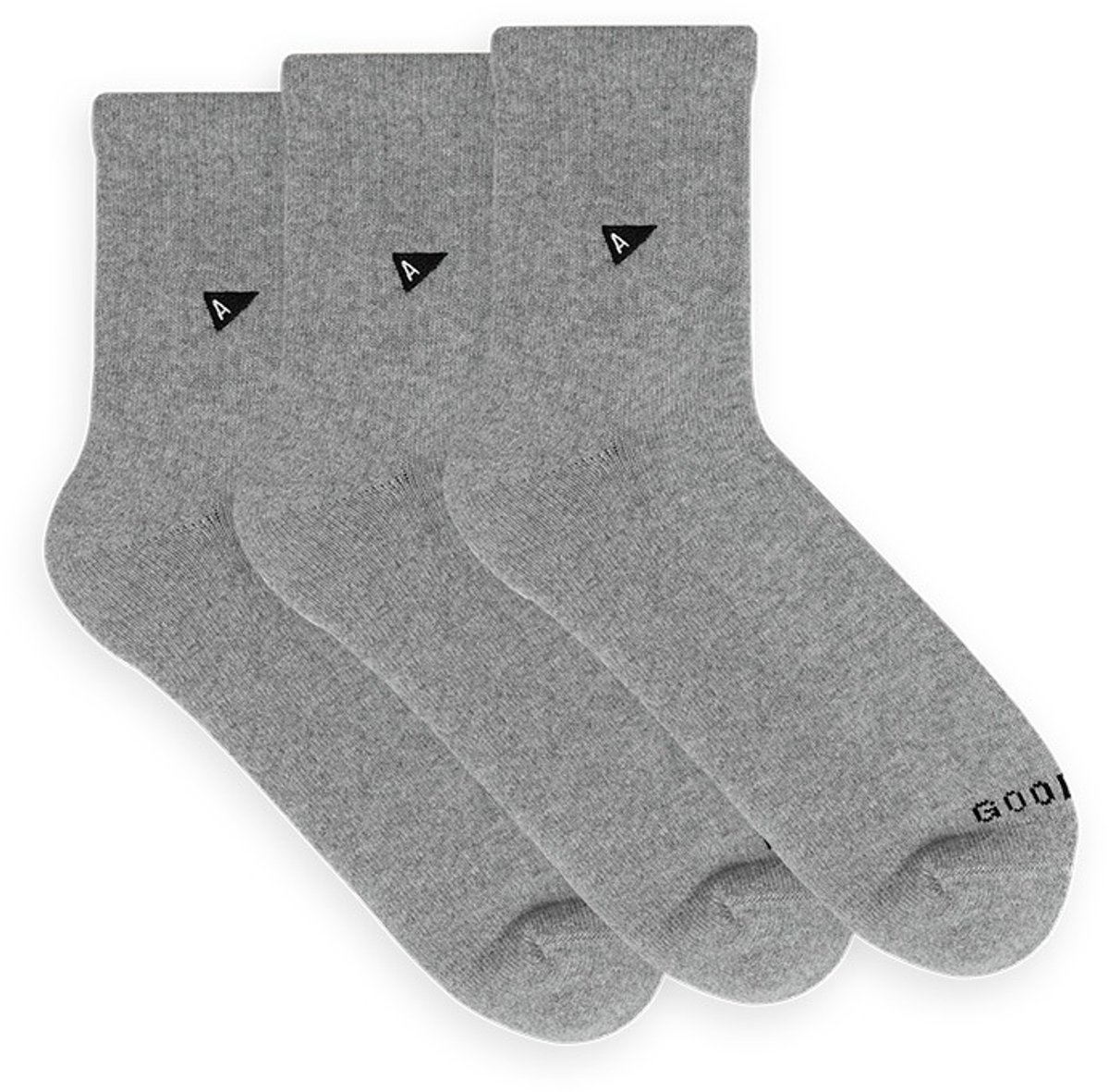 Arvin Goods unisex 3P halfhoge sokken crew solid grijs