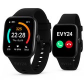 Evy24 Smartwatch Pro - Smartwatch Dames & Heren - Sporthorloge - Activity Tracker met Bluetooth Call - Stappenteller - Bloeddrukmeter - Zwart