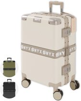 ONYX Handbagage Koffer 33 Liter - Reiskoffer met TSA slot - Spinner wielen - Lichtgewicht Trolley - Aluminium sluiting - Sand wit