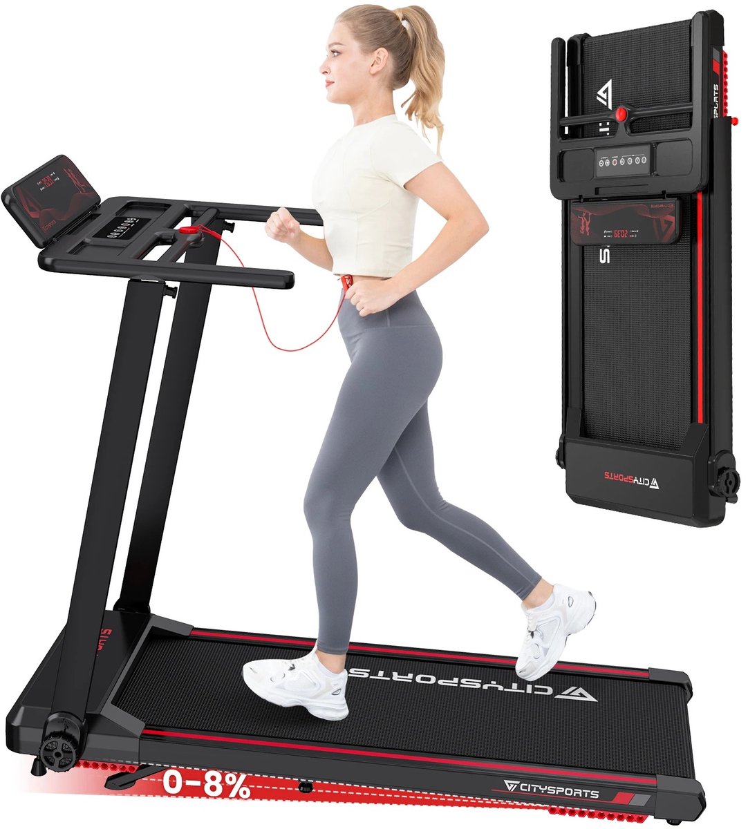 FitnessClub Loopband Met 8% Hellingfunctie - Inklapbaar - 1-12km/u - Wandelband - Walking Pad - Opvouwbare Loopband - Walkingpad - Treadmill - Loopband Elektrisch