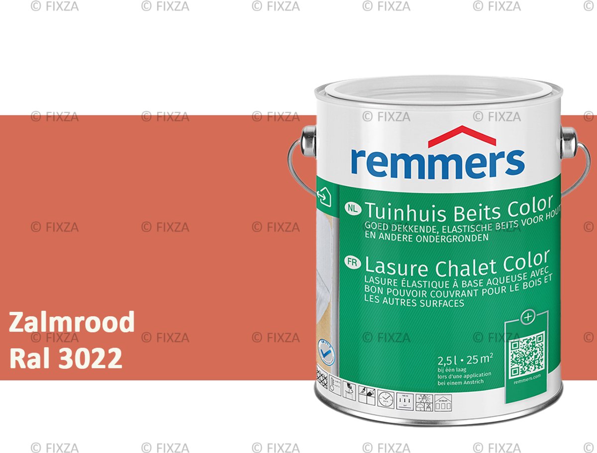 Remmers Tuinhuis beits Color RAL 3022 Zalmrood 2,5 Liter