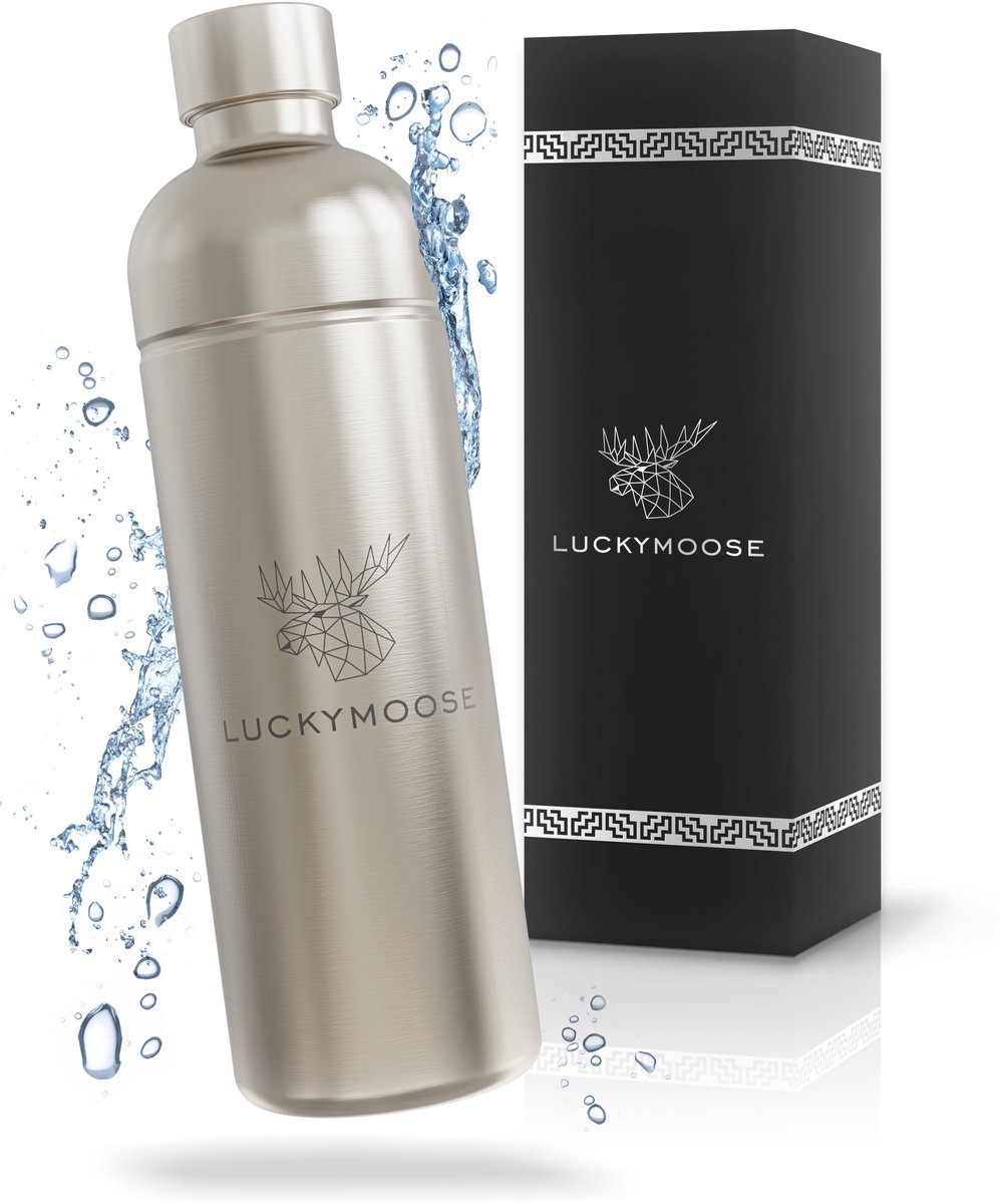 Luckymoose RVS Drinkfles 1,25L - Universeel geschikt voor Bruiswatertoestellen - Infinity Roestvrijstalen Waterfles - Herbruikbaar - Zilver