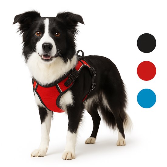 Harnas hond – honden tuigje – harnas hond anti trek – hondentuigjes – hondentuig anti trek – Flamingo Balou – rood – maat L – A:40-62cm B:60-85cm