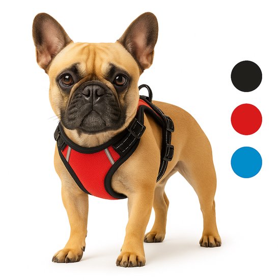 Harnas hond – honden tuigje – harnas hond anti trek – hondentuigjes – hondentuig anti trek – Flamingo Balou – rood – maat M – A:32-56cm B:50-65cm