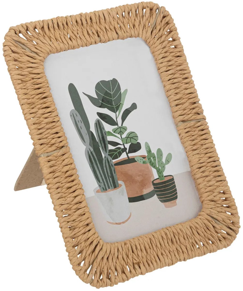 Atmosphera Fotolijstje - voor 10 x 15 cm foto - naturel - papier/staal - ornament frame 15 x 20 cm - staand/hangend