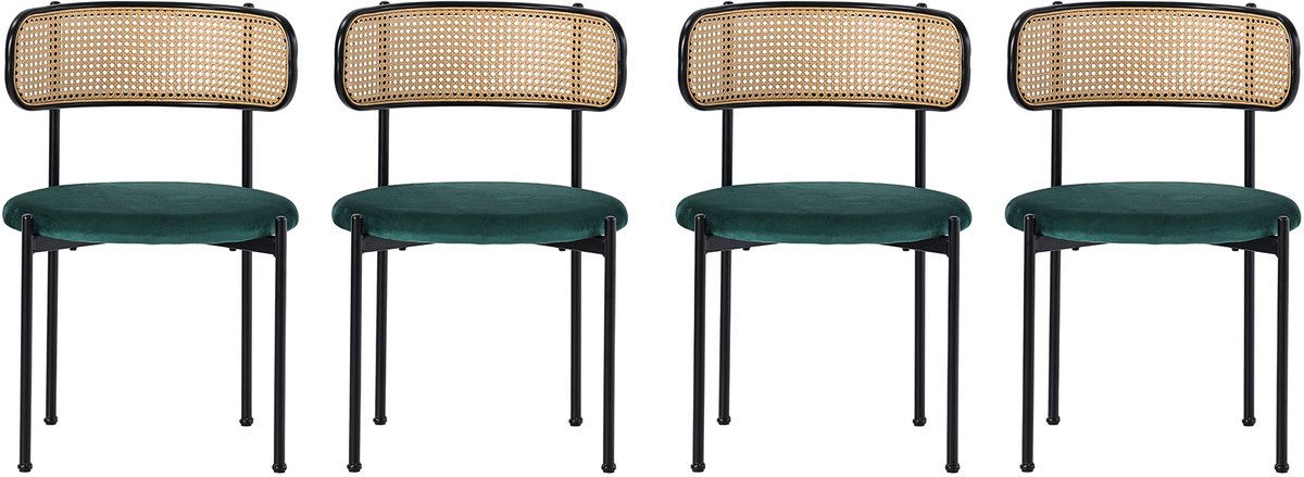 Fluwelen eetkamerstoelen - set van 4 - moderne minimalistische loungestoelen - rotan loung