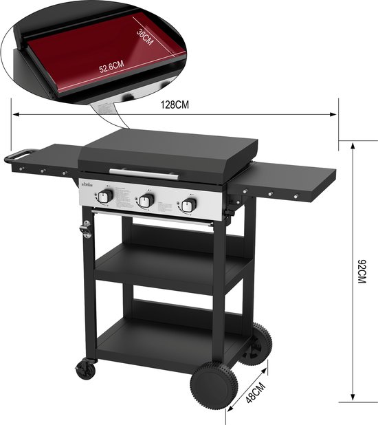 BIGHORN Plancha Grill - Gasbarbecue - Trolley - 3 Branders van BIG — afbeelding 2