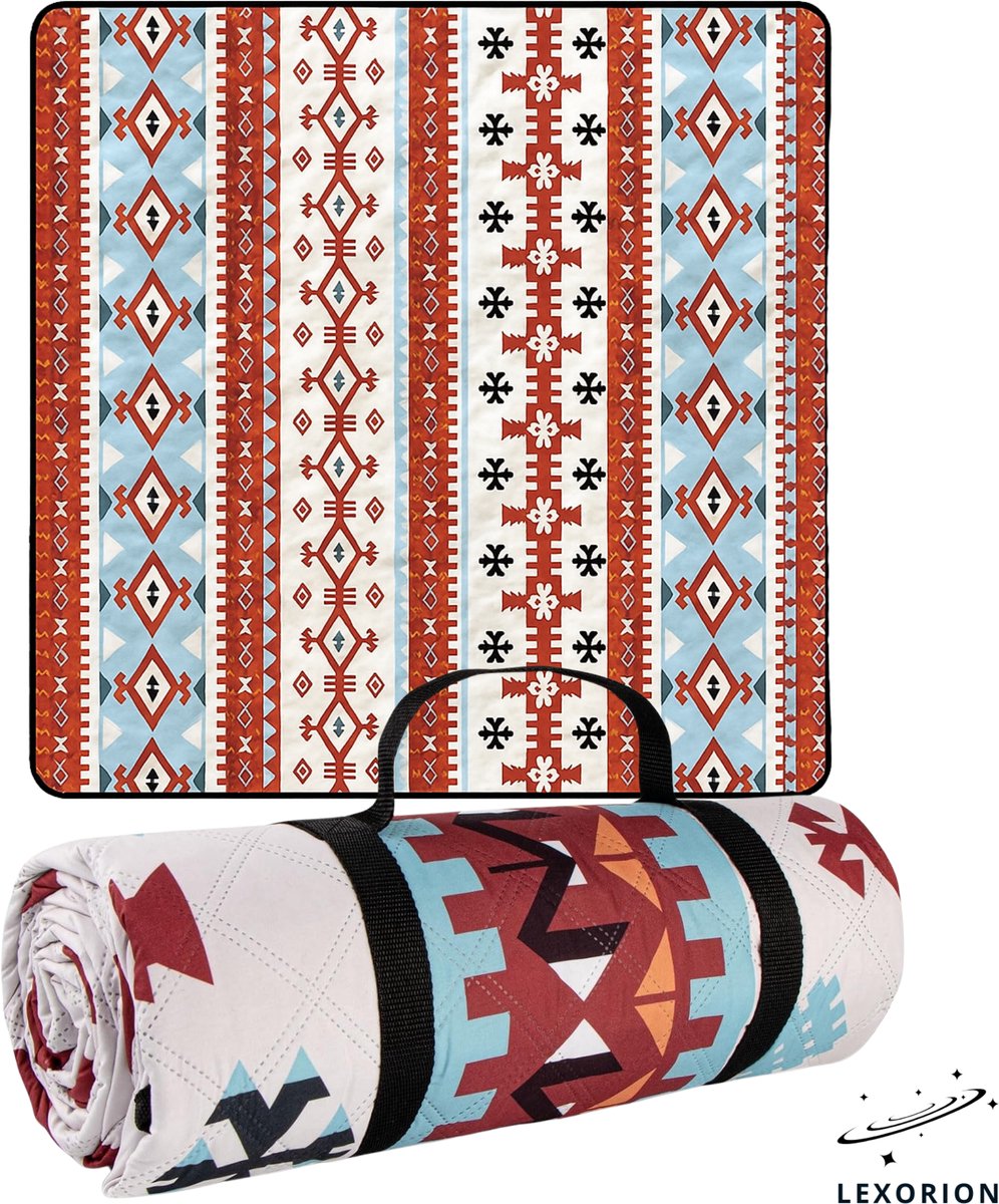 Lexorion Comfort Picknickkleed - Picknickdeken - Waterdicht Picknickkleed - 200x200 cm - Comfortabel, Extra Groot en Opvouwbaar Buitenlaken - Ideaal voor Picknick, Strand, Camping en Speeltuin - Groot en Zandbestendig Dekens voor 6-8 Personen - Rood