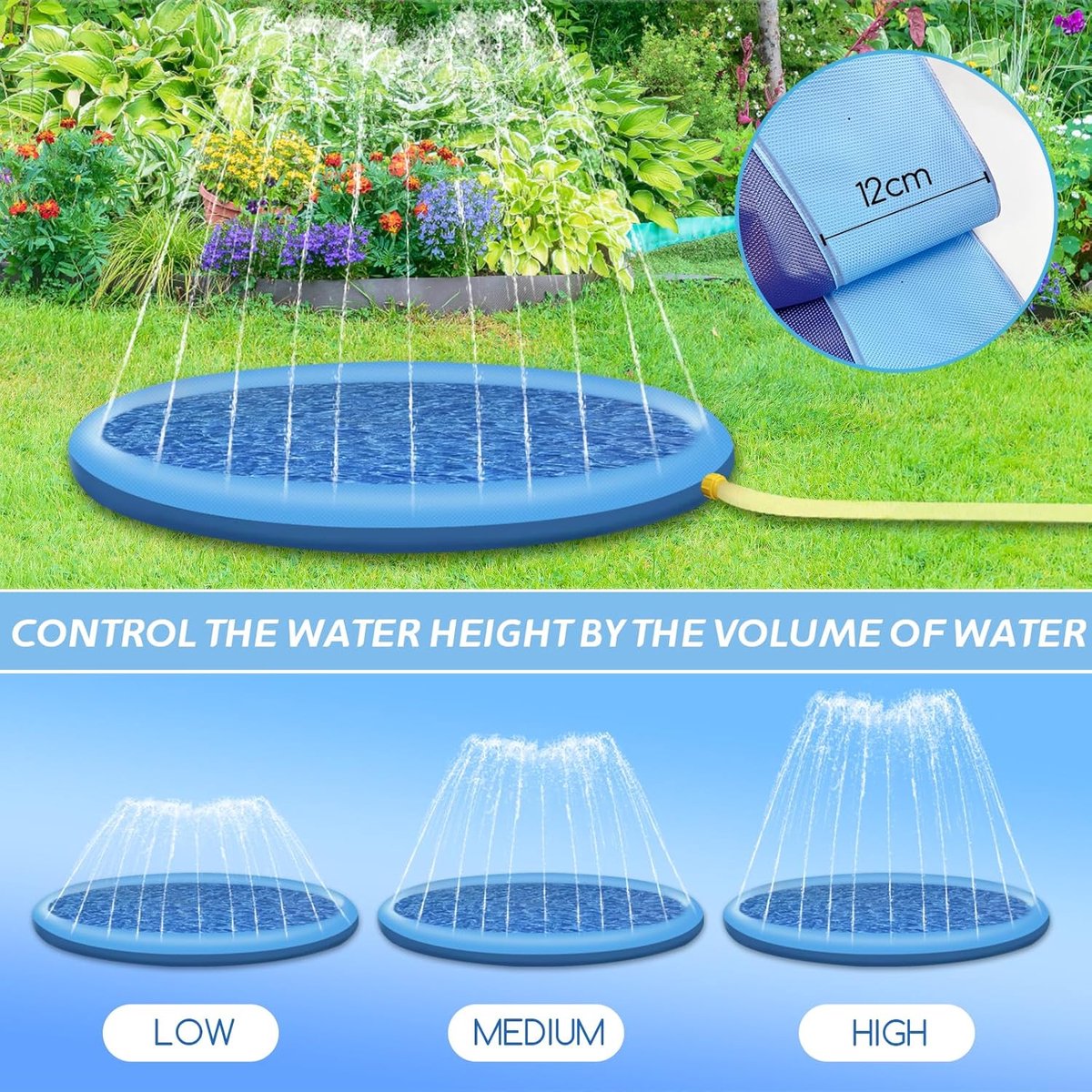 Opblaasbaar Hondenzwembad 100 cm - Speelmat met Sproeier voor Honden en Kinderen - Waterplezier voor Tuin en Strand — afbeelding 6
