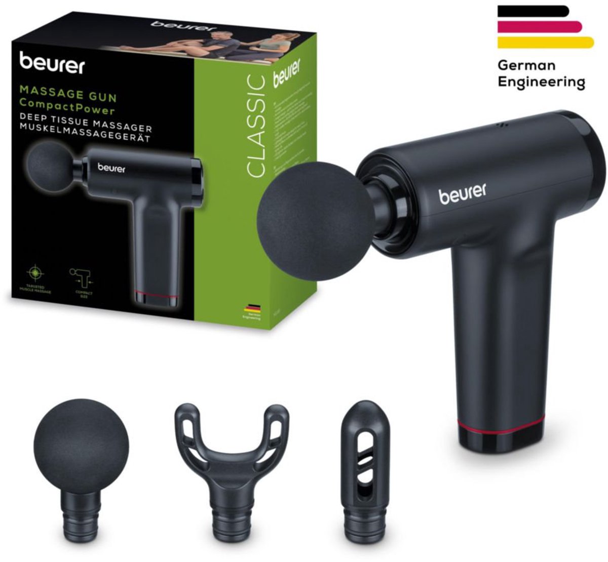 Beurer MG 89 CompactPower Professionele Massage Gun – Diepe Spiermassage – 10 mm Slagdiepte – 5 Snelheden – 3 Opzetstukken – USB-C – Stil – Spierherstel & Ontspanning – 3 Jaar Garantie — cadeau in Sport & Outdoor - foto 7