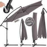 tectake® Parasol met Standaard 350 cm - Zonwering voor Balkons, Tuinen en Terrassen - Inclusief Beschermhoes - Grote Zweefparasol met Zwengelsysteem - Stevig Frame - Grijs