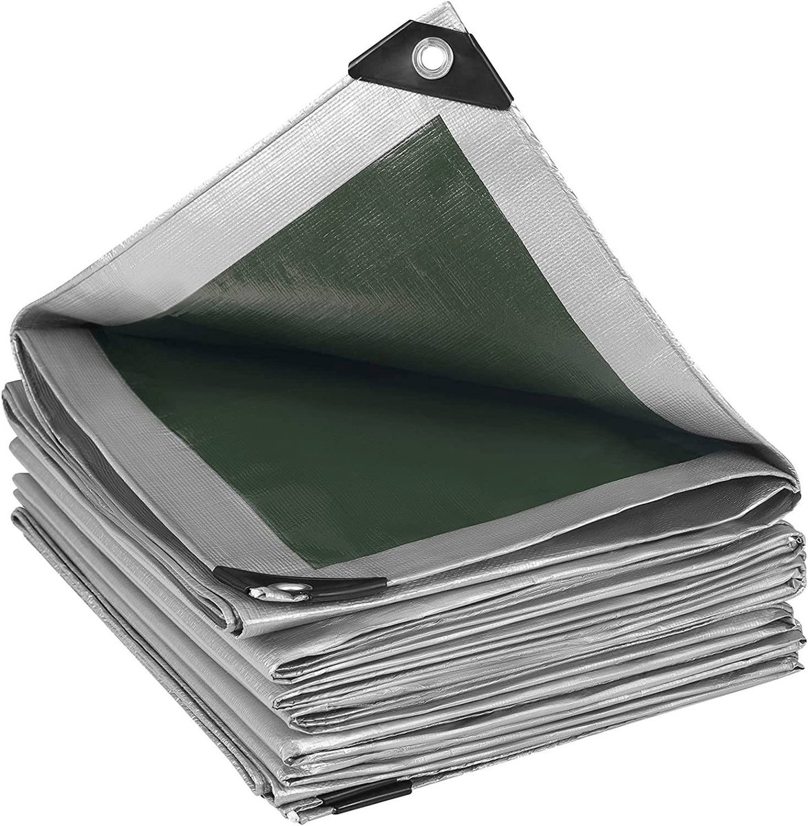 warraich-Grau-grünes PE-Schutzplanen 280 g/m² – UV-beständig, wasserdicht mit Metallösen-4x5 m