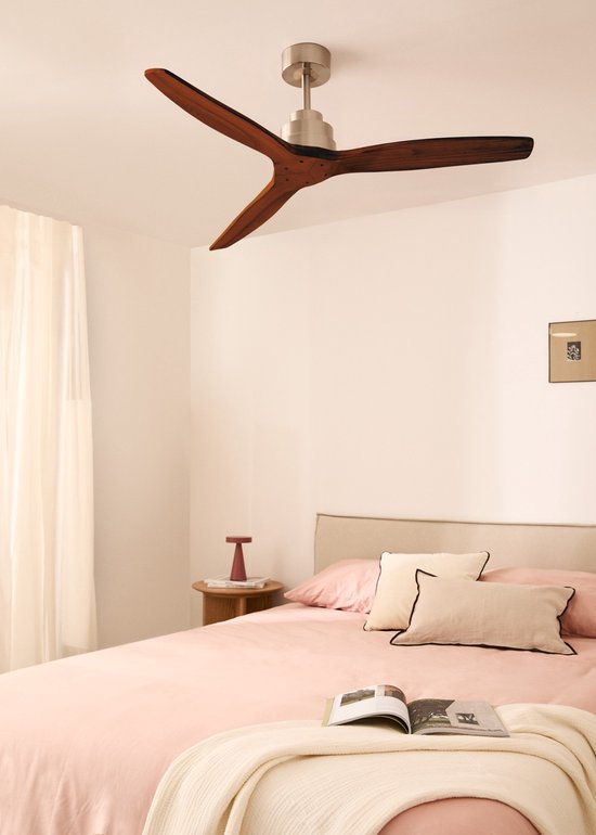 CREATE WINDSTYLANCE DC NIKKEL - Plafondventilator Met Afstandsbediening Met Licht 6 Snelheden Timer 132 Cm Zomer Winter Functie Nikkel Donker