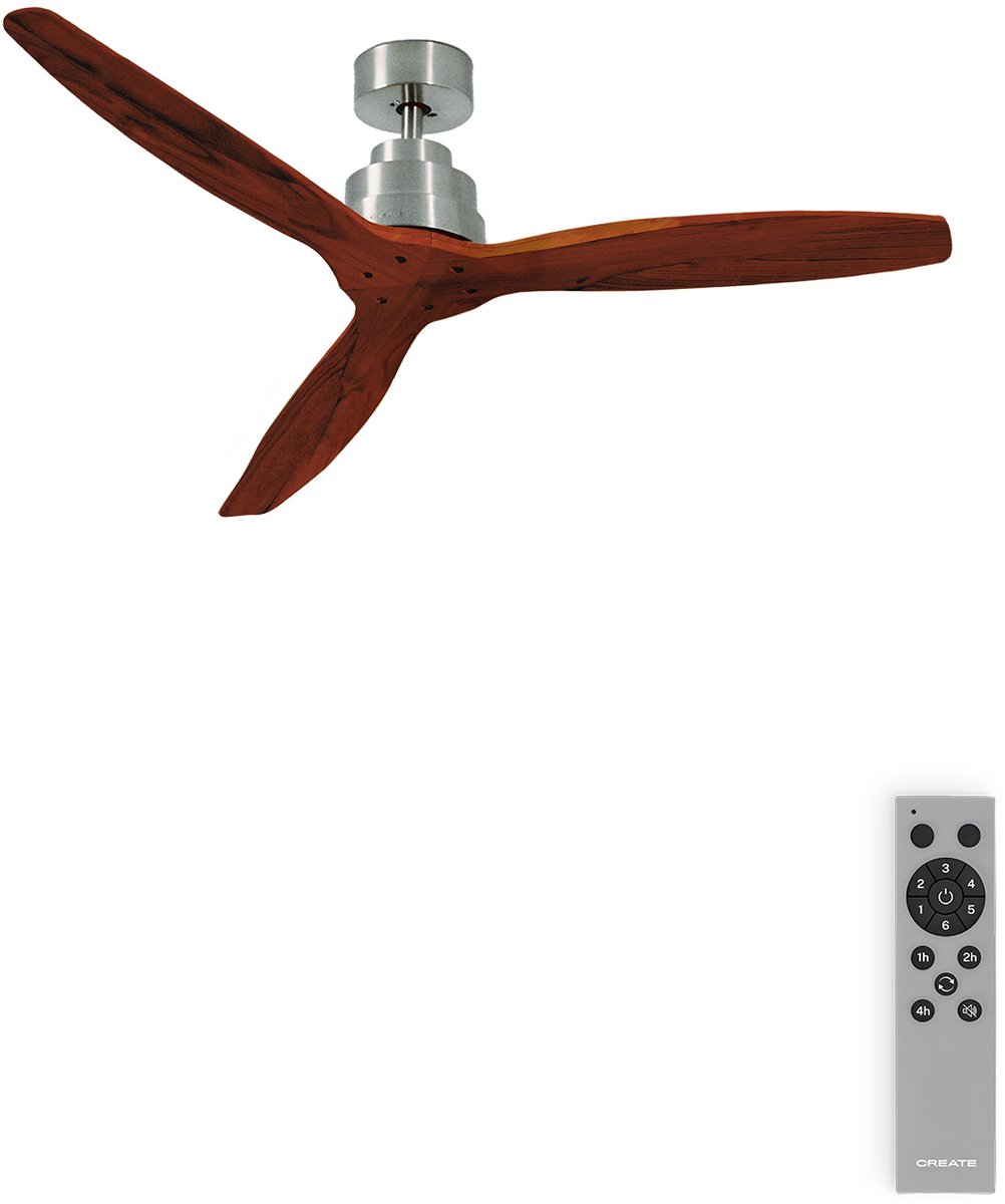 CREATE - Plafondventilator 40W silent Ø132 cm - Met Afstandsbediening - 6 Snelheden - Timer - Zomer/Winter functie - Níkkel - WIND STYLANCE