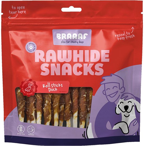 ** 2 X ** BRAAAF snack pour chien - roll stick 12,5 cm canard - 300 gr = 600 grammes - soins dentaires -