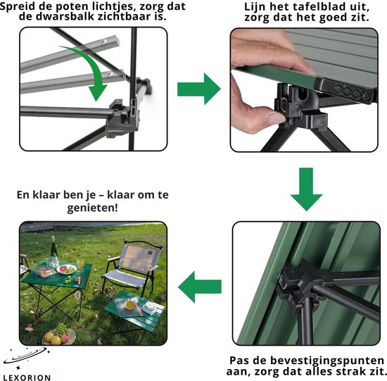 Lexorion Natuur Campingtafel - Opvouwbare Campingtafel Medium - 61x50 cm Aluminium Tafel - Stevig & Waterdicht - Draagkracht 30KG - Inklapbaar & Compact - Voor Kamperen, BBQ, Balkon, Picknick van Lexor — afbeelding 3