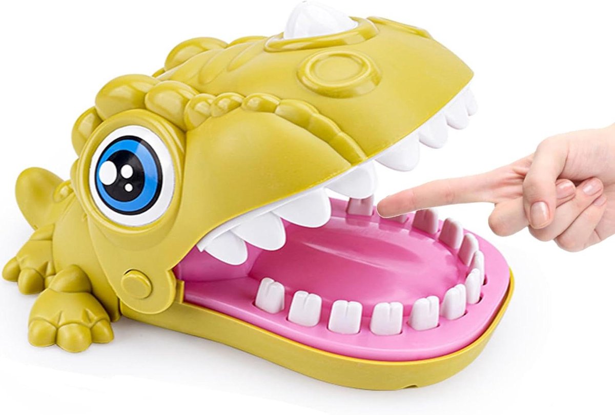 Krokodil bij de tandarts spel voor kinderen - interactief vingerspel met dinosaurus thema