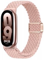 Strap-it Gevlochten nylon bandje met magneetsluiting - geschikt voor Xiaomi Smart Band 11 / Smart Band 10 / Smart Band 9 / Smart Band 8 (roze)