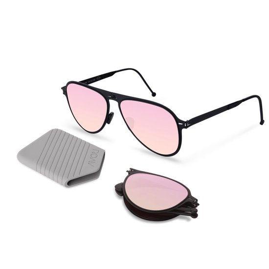 ROAV ATLAS - Opvouwbare zonnebril - Polariserend UV400 - Matte Black - Pink Mirror glazen van Merkloos — afbeelding 2