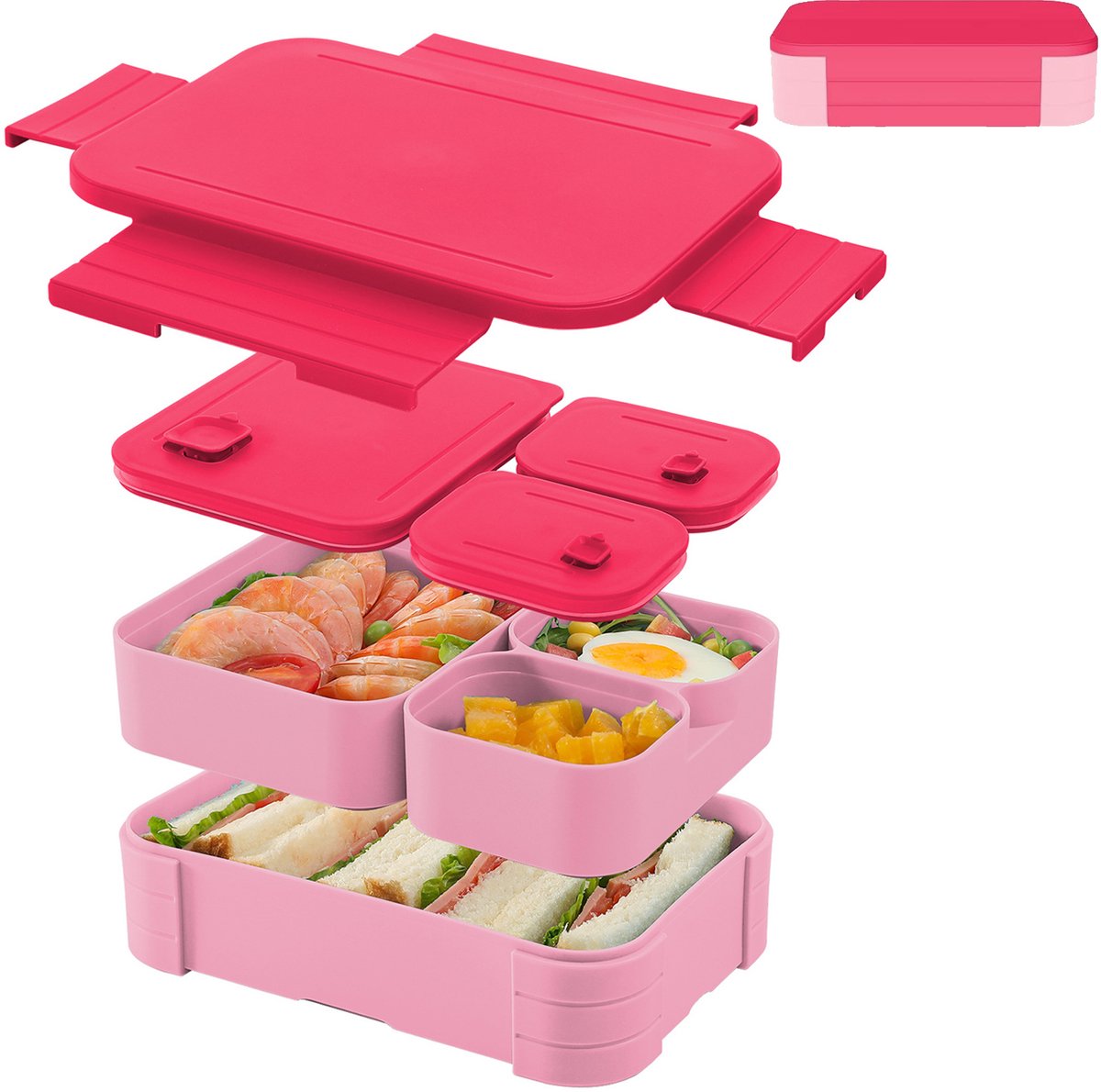 1 stuk - 1100ml Kinderlunchbox met deksel - Lekvrij deksel - Magnetron- en vaatwasserbestendig - Lunchbox voor kinderen en volwassenen - voor school of werk - Roze